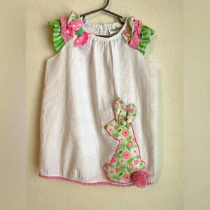 Rare editions girls Easter bunny seersucker dress size 6